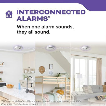 Kidde Hardwired Smoke & Carbon Monoxide Detector, 10-Year Battery Backup, Voice Alerts, Interconnectable LED Warning Light Indicators, 4 Pack