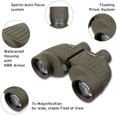 Steiner Military-Marine Series Binoculars, Lightweight Tactical Precision Optics for Any Situation, Waterproof, Green, 7x50