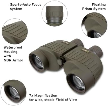 Steiner Military-Marine Series Binoculars, Lightweight Tactical Precision Optics for Any Situation, Waterproof, Green, 7x50
