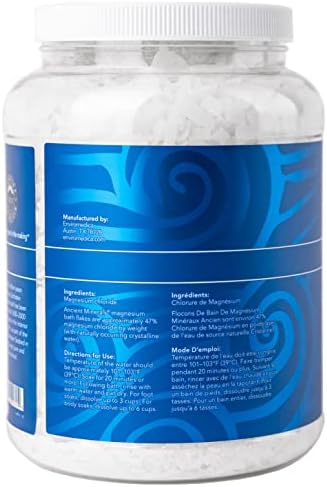 Ancient Minerals Magnesium Bath Flakes - Bathing Alternative to Epsom Salt - Soak in Natural Salts - High-Absorption Efficiency for Relaxation, Wellness & Muscle Relief (4 .4 lb)