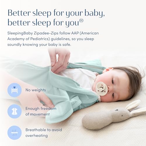 SleepingBaby Zipadee-Zip Transition Swaddle - Cozy Baby Swaddle Blanket with Zipper Convenience - Roomy Wearable Blanket for Easy Diaper Changes - Classic Mint, Small (4-8 Month)