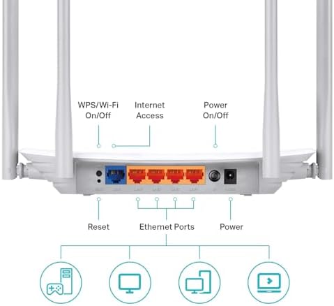 TP-Link AC1200 WiFi Router (Archer A54) - Dual Band Wireless Internet Router, 4 x 10/100 Mbps Fast Ethernet Ports, EasyMesh Compatible, Support Guest WiFi, Access Point Mode, IPv6 & Parental Controls