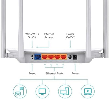 TP-Link AC1200 WiFi Router (Archer A54) - Dual Band Wireless Internet Router, 4 x 10/100 Mbps Fast Ethernet Ports, EasyMesh Compatible, Support Guest WiFi, Access Point Mode, IPv6 & Parental Controls