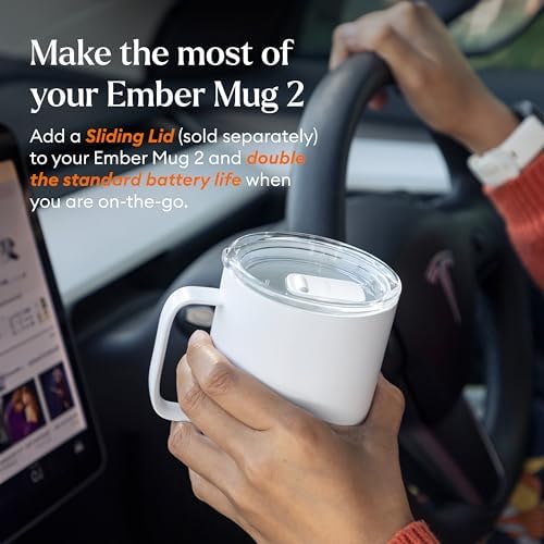 Ember Temperature Control Smart Mug 2, 14 Oz, App-Controlled Heated Coffee Mug with 80 Min Battery Life and Improved Design, White (Renewed)
