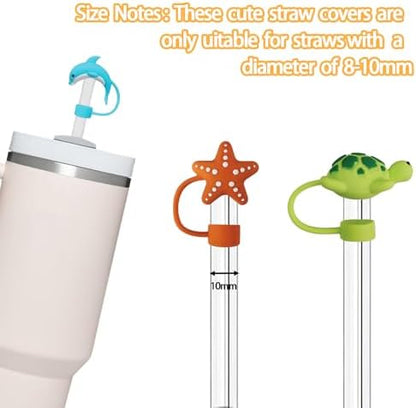 14Pc Straw Cover for Stanley Cup, Silicone Straw Topper for Stanley Cup 30&40oz with Tumblers, 10mm 0.4in Lid Accessories (Reusable)