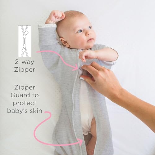 SwaddleDesigns Transitional Swaddle Sack, Arms Up Half-Length Sleeves & Mitten Cuffs, Swaddle for Newborn Transition to Baby Sleep Sack Wearable Blanket, 0-3 month, 6-14 lb, Heavenly Floral Pink