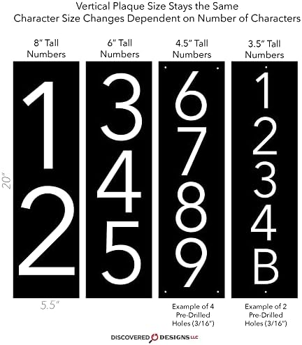 Discovered Designs – 20” Custom Address Number Sign - Black or White – Vertical or Horizontal – Made in USA (Black 20 inch Vertical) - House Numbers for Outside Modern