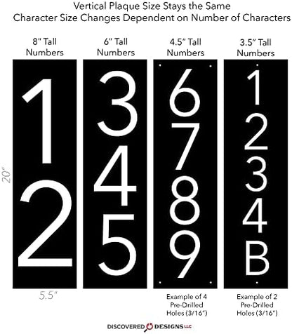 Discovered Designs – 20” Custom Address Number Sign - Black or White – Vertical or Horizontal – Made in USA (Black 20 inch Vertical) - House Numbers for Outside Modern