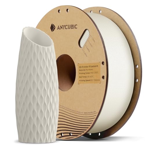 ANYCUBIC Matte PLA Filament 1.75mm, 3D Printing PLA Filament 1.75mm Dimensional Accuracy +/- 0.02mm, 1KG Spool (2.2 lbs), Matte White
