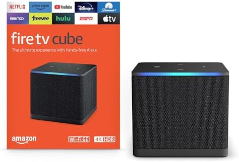 Amazon Fire TV Cube (newest model) with AI-powered Fire TV Search, Hands-free streaming device with Alexa, Wi-Fi 6E, 4K Ultra HD