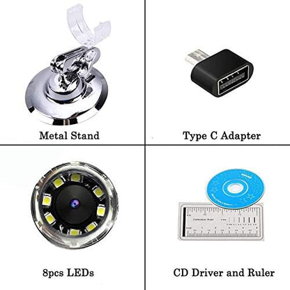40 to 1000x Magnification Endoscope, 8 LED USB 2.0 Digital Microscope, Mini Camera with OTG Adapter Metal Stand, Compatible with Mac Windows 7 8 10 11 Android Linux Chrome Not for iPhone/iPad