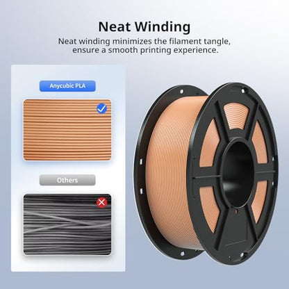 Anycubic PLA 3D Printer Filament Bundle, Intelligent PLA Filament, 1.75mm Dimensional Accuracy +/- 0.02mm, 1KG Spool, 4KG, Peach Pink, Interstellar Violet, Tropical Turquoise, Spring Leaf