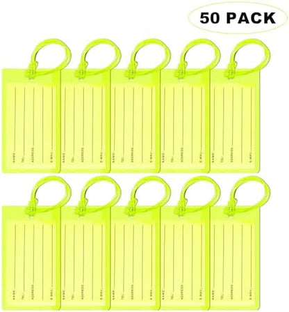50 Pack Luggage Tags for Suitcases, Airplane Travel Essentials for Flying, International Travel Must Haves, and Luggage Accessories by Sodsay