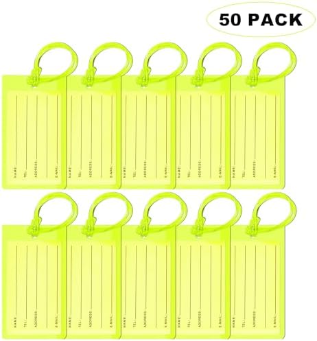 50 Pack Luggage Tags for Suitcases, Airplane Travel Essentials for Flying, International Travel Must Haves, and Luggage Accessories by Sodsay
