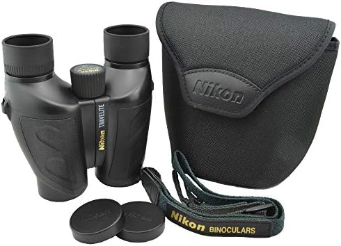 Nikon Travelite 10x25 Binoculars (7278) Travel Binoculars Bundle, Black, with Nikon Lens Pen, Carry Case, and Lens Cloth - High Powered Compact for Adults - Bird Watching, Hunting, Hiking