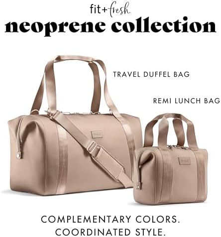 Fit & Fresh Neoprene Like Lunch Bag For Women, Insulated Womens Lunch Bag For Work, Tear & Stain Resistant Large Lunch Box With Containers and Ice, Machine Washable Remi Lunch Bag, Taupe