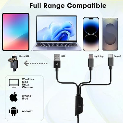 Ninyoon Full HD 1080P USB Digital Microscope Camera for iPhone iPad Android PC, 50-1000X High Definition Portable Handheld Microscope with Light for Coin Plants Trichome Soldering Skin Scalp