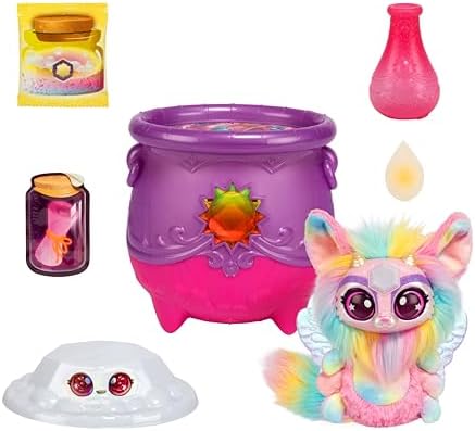 Magic Mixies Magical Gem Surprise Cauldron: Sun. with New Shimmer Eyes! Reveal an Mixie Plushie from The Fizzing Cauldron and Discover 2 Magical Solar Gem Surprises! Styles May Vary