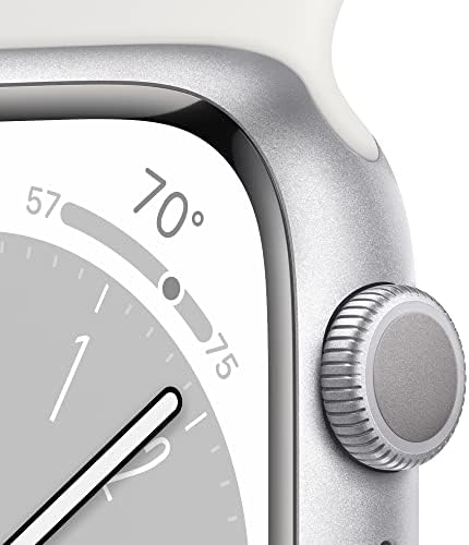 Apple Watch Series 8 (41MM, GPS) - Silver Aluminum Case with White Sport Band (Renewed Premium)