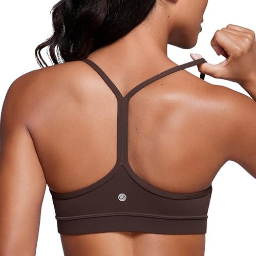 CRZ YOGA Butterluxe Womens Y Back Sports Bra - Padded Racerback Low Impact Spaghetti Thin Strap Workout Yoga Top