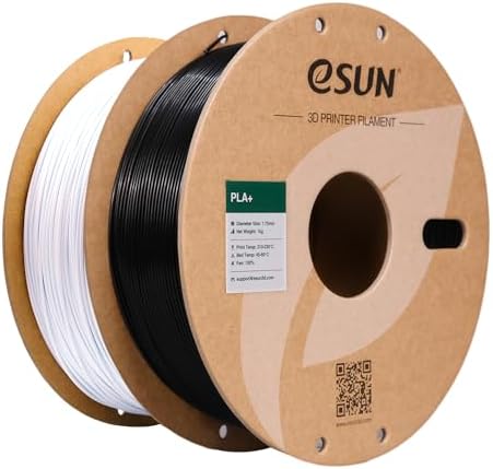 eSUN PLA+ Filament 1.75mm, 3D Printer Filament PLA Plus, Dimensional Accuracy +/- 0.03mm, 1KG per Spool, 2 Spools 3D Printing Filament, Cold White + Black
