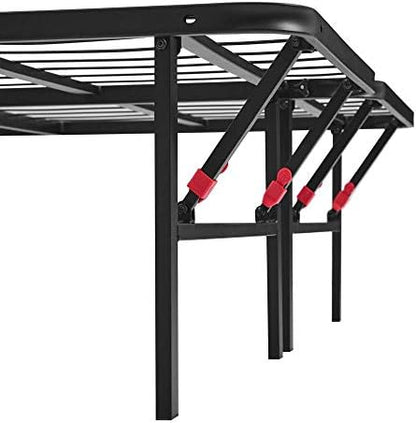 Amazon Basics Bed Frame with Storage, Foldable Metal Platform, Sturdy Steel, No Box Spring Needed, 14 inches High, Tool-Free Setup, Full Size, Black