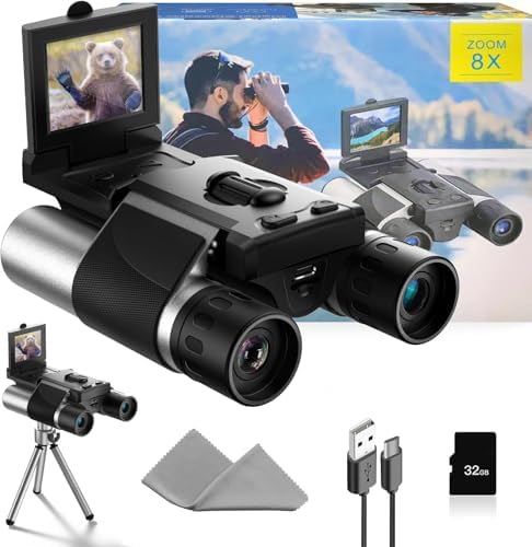 Digital Binoculars with Camera - 8X Digital Zoom, 2" LCD Display 40MP Camera 2.5K Videos Ideal for Concerts, Bird Watching, and Outdoor Adventures with 32GB SD Card - D551