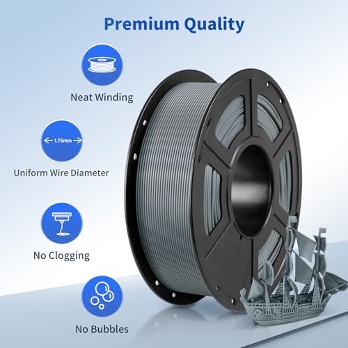 ANYCUBIC PLA Filament 1.75mm Bundle 3KG, 3D Printing PLA Filament 1.75mm Dimensional Accuracy +/- 0.02mm, 1KG Spool (2.2 lbs), 3KG Gray