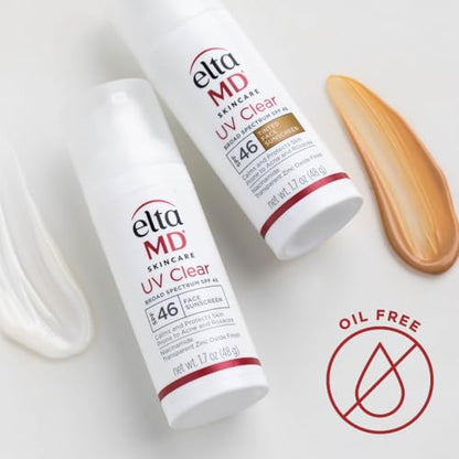 EltaMD UV Clear Tinted Face Sunscreen, SPF 46 Oil- Free with Zinc Oxide, Dermatologist Recommended