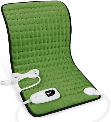 Heating Pad-Electric Heating Pads for Back,Neck,Abdomen,Moist Heated Pad for Shoulder,Knee,Hot Pad for Arms and Legs,Dry&Moist Heat & Auto Shut Off(Green Black, 12''×24'')