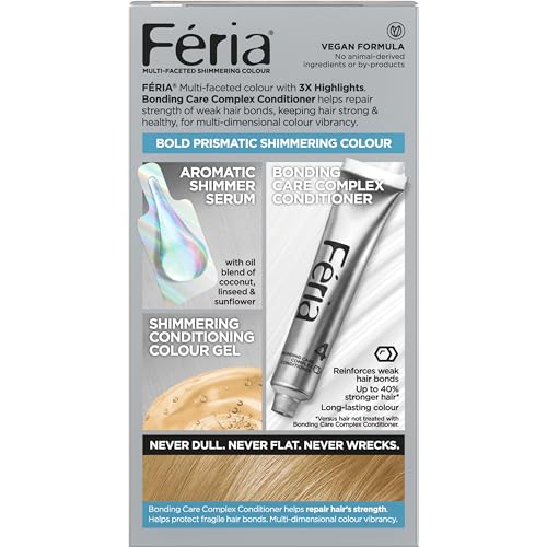 L'Oreal Paris Feria Multi-Faceted Shimmering Permanent Hair Color, 100 Pure Diamond, Hair Dye Kit, Pack of 2