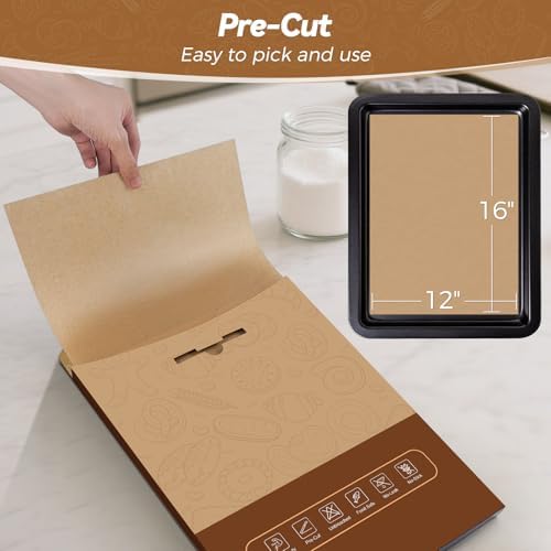 360 Count 12"x 16" Heavy Duty Parchment Paper Sheets for Baking, No-Stick & No-Leak Unbleached Baking Paper, Pre-cut Half Parchment Paper Sheets for Oven, Air Fryer, Microwave