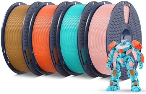 SUNLU PETG Filament 1.75mm 4KG Bundle, Less Stringing and Good Layer Adhesion, 3D Printer Filament 4kg, 1kg per Spool, Pack of 4, 4 Colors, Sky Blue+Sakura Pink+Sunny Orange+Chocolate