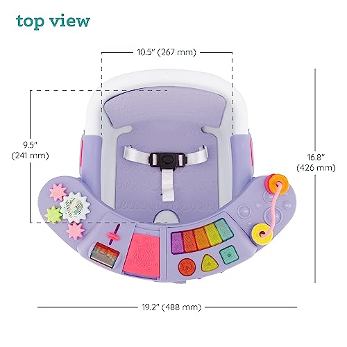 Infantino Music & Lights 3-in-1 Discovery Seat & Booster, Toddler Booster Seat for Dining Table or Kitchen Chair, Baby Activity Center & Snack Tray, Lavender