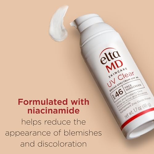 EltaMD UV Clear Face Sunscreen SPF 46, Oil-Free Sunscreen with Zinc Oxide, Dermatologist Recommended