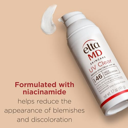 EltaMD UV Clear Face Sunscreen SPF 46, Oil-Free Sunscreen with Zinc Oxide, Dermatologist Recommended