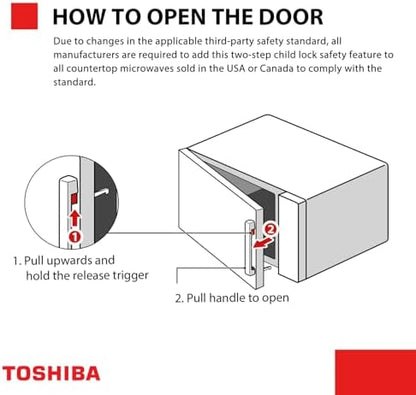 TOSHIBA ML-EM09PA(BS) Small Microwave Oven with 6 Auto Menus, Mute Function & Child Lock, LED Lighting, Perfect for Apartment, 0.9 Cu Ft, 10.6 Inch Removable Turntable, 900W, Black Stainless Steel