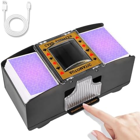 Automatic Card Shuffler 2/1/4/6 Deck,Battery-Operated Electric UNO Poker Shuffler,Playing Card Shuffler for Home Card Game,Travel