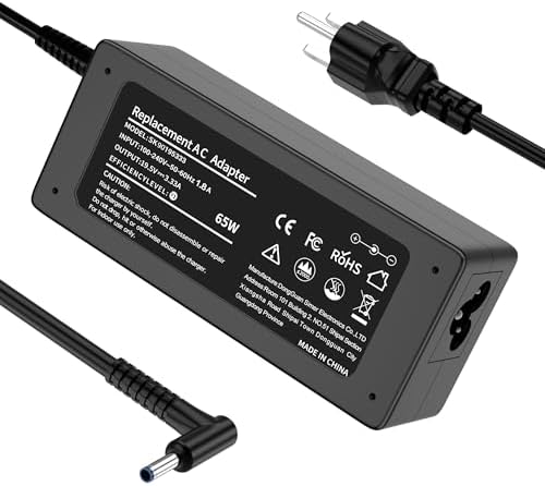 65W Replacement for HP Laptop Charger Probook, Envy, Pavilion, Stream, EliteBook, X360 Computer Charger Blue Tip Notebook PC Power Cord - 10ft