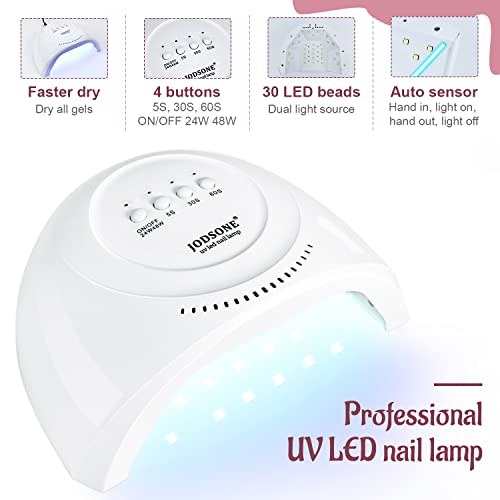 JODSONE Gel Nail Polish Kit 60 PCS with U V Light Soak off Base Top Coat 55 Shine Colors Gel Nail Kit Bright and Dark Brown Wine Red Series Manicure Set for Women and Girls