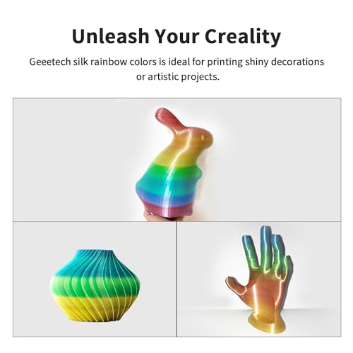 Geeetech Silk Rainbow PLA Filament 1.75mm, 3D Printer Multicolor Filament, Color Changing Filament 1kg (2.2lbs) 1 Spool, Dimensional Accuracy +/- 0.02 mm