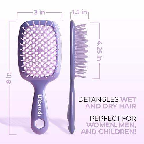 FHI Heat UNbrush Detangling Brush for Pain-Free Brushing on All Wet or Dry Hair Types — Durable DuoFlex Anti-Static Bristles, Lightweight Handle, Vented Hair Brush