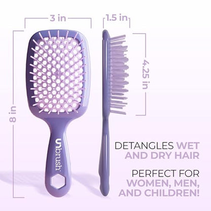 FHI Heat UNbrush Detangling Brush for Pain-Free Brushing on All Wet or Dry Hair Types — Durable DuoFlex Anti-Static Bristles, Lightweight Handle, Vented Hair Brush