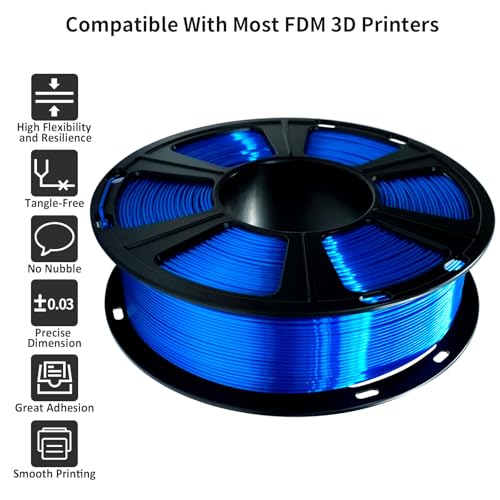 GIANTARM 3D Printer Filament, Silk Royal Blue Pla Filament, 1Kg(2.2lbs) Spool, 1.75mm Dimension Accuracy +/- 0.03mm, 3D Printing Filament