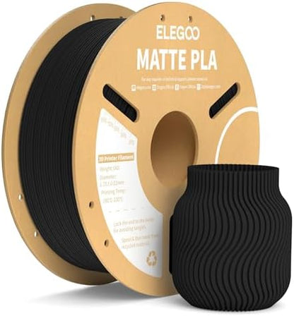 ELEGOO Matte PLA Filament Matte Black 1KG, 1.75mm 3D Printer Filament Dimensional Accuracy +/- 0.02mm, 1kg Carboard Spool (2.2lbs) Fits for Most FDM 3D Printers