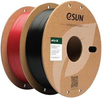 eSUN PLA Basic Filament 1.75mm, 3D Printer Filament High Speed PLA for Fast Printing, 1KG per Spool, 2 Spools High Speed 3D Printing Filament, Fire Engine Red + Black