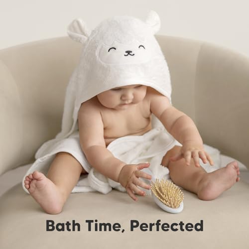 KeaBabies Hooded Baby Towel for Newborn - Viscose Derived from Bamboo Large Baby Bath Towels with Hood for Boys, Girls, Toddler, Extra Absorbent & Soft Newborn Bath Essentials (Lamb)