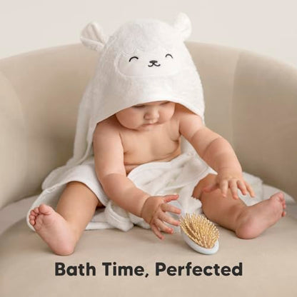 KeaBabies Hooded Baby Towel for Newborn - Viscose Derived from Bamboo Large Baby Bath Towels with Hood for Boys, Girls, Toddler, Extra Absorbent & Soft Newborn Bath Essentials (Lamb)