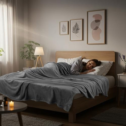 Utopia Bedding Fleece Blanket Queen Size Grey 300GSM Luxury Anti-Static Fuzzy Soft Microfiber Bed Blanket (90x90 Inch)