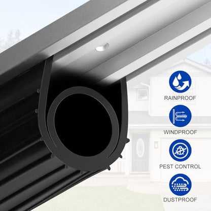 DGSL Garage Door Seals Bottom Rubber Weather Stripping Kit Seal Strip Replacement,Universal Weatherproof Threshold Buffering Sealing Rubber 5/16 Inch T Ends, 3 3/4 Inch Width (16 Ft, Black)
